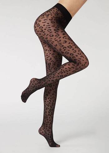 Calzedonia Animal Pattern 30 Denier Sheer Patterned Sexy Strumpfhose Damen Schwarz | CH3106EX