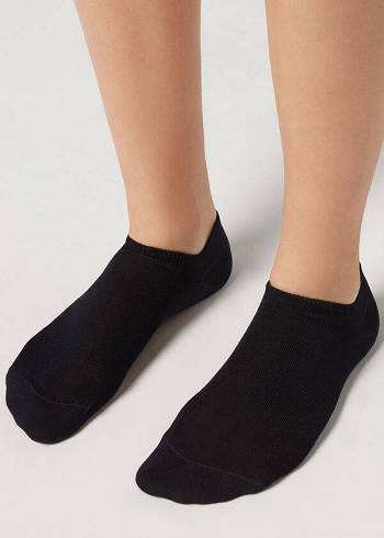 Calzedonia Baumwoll No-Show Socken Damen Navy | CH1914LH