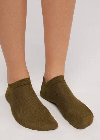 Calzedonia Baumwoll No-Show Socken Damen Olivgrün | CH1917CE
