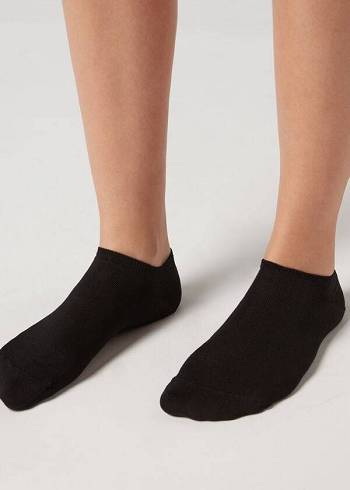 Calzedonia Baumwoll No-Show cobey Socken Damen Schwarz | CH1907SO