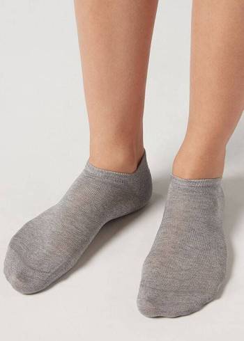 Calzedonia Baumwoll No-Show rosa Socken Damen Grau | CH1901YU
