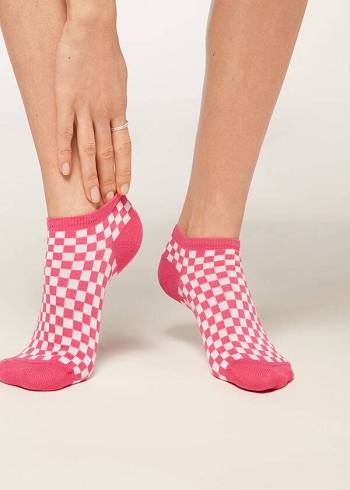 Calzedonia Checkered No-Show Socken Damen Rosa | CH1919BC