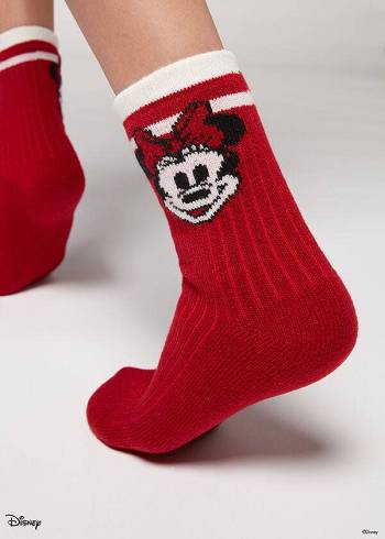 Calzedonia Christmas Minnie Disney Soft Kurzes Socken Damen Rot | CH1825IS