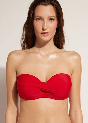 Calzedonia Gepolstert Bandeau Indonesia Strapless Bikinioberteile Damen Rot | CH2379NB