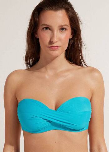 Calzedonia Gepolstert Bandeau Indonesia Strapless Bikinioberteile Damen Türkis | CH2380BC