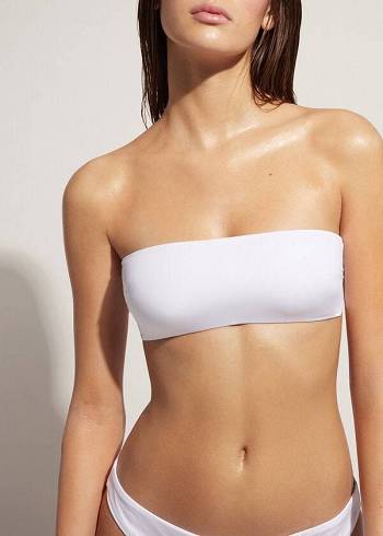 Calzedonia Gepolstert Bandeau Indonesia Eco rosa Bikinioberteile Damen Weiß | CH2389GL