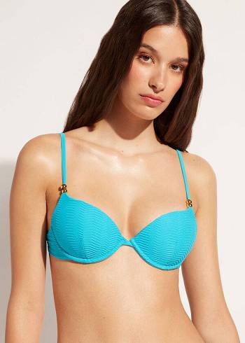 Calzedonia Gepolstert Push-Up Casablanca Bikinioberteile Damen Türkis | CH2342PQ