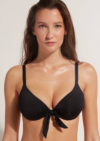 Calzedonia Gepolstert Push-Up Indonesia Bikinioberteile Damen Schwarz | CH2339DN