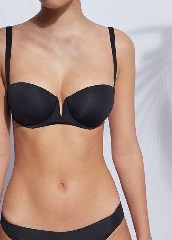 Calzedonia Gepolstert Push Up Indonesia Eco rosa Bikinioberteile Damen Schwarz | CH2366SO